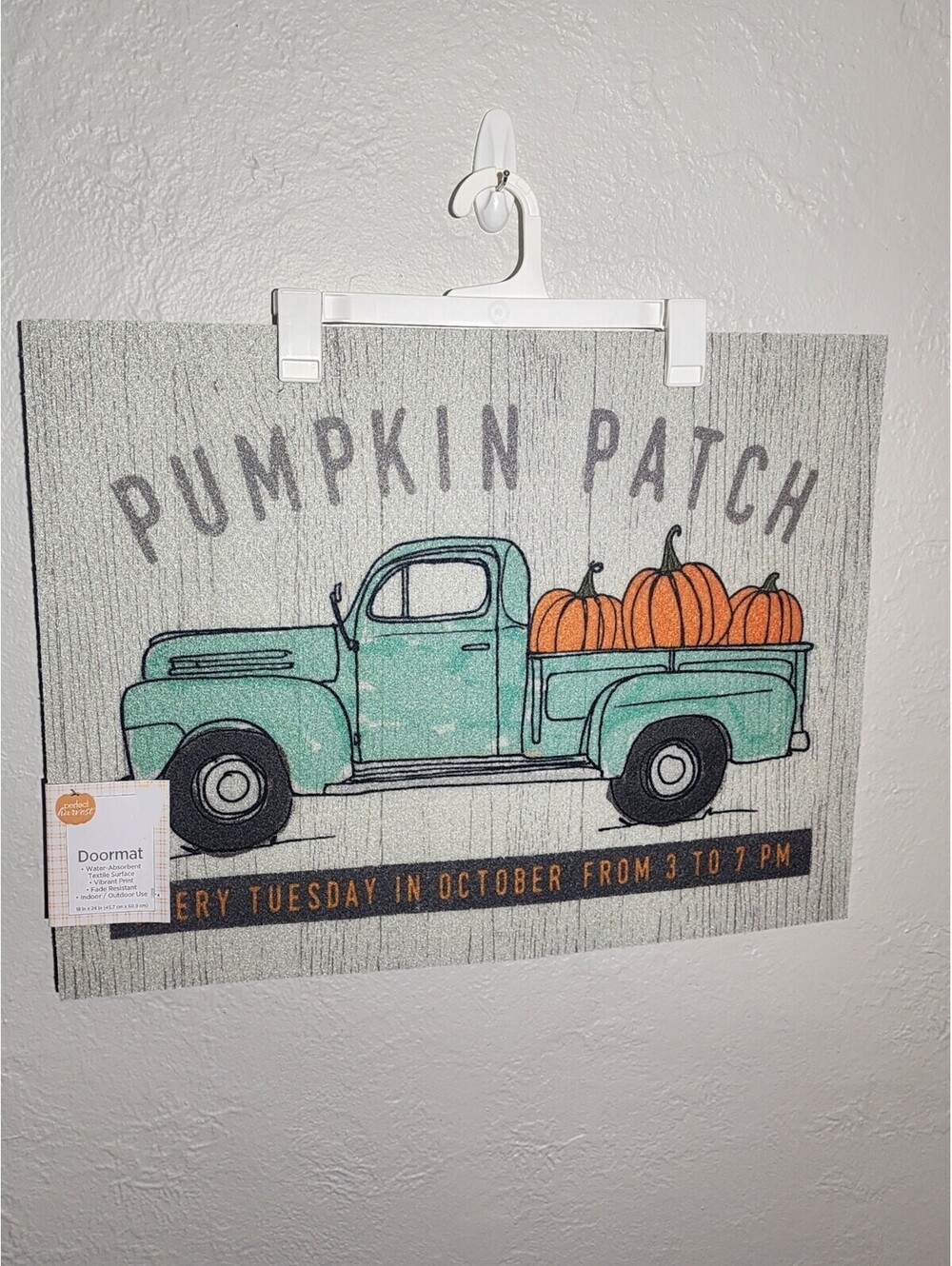 Perfect Harvest Fall Doormat Rug Pumpkin Patch Indoor/Outdoor 18”x24”New